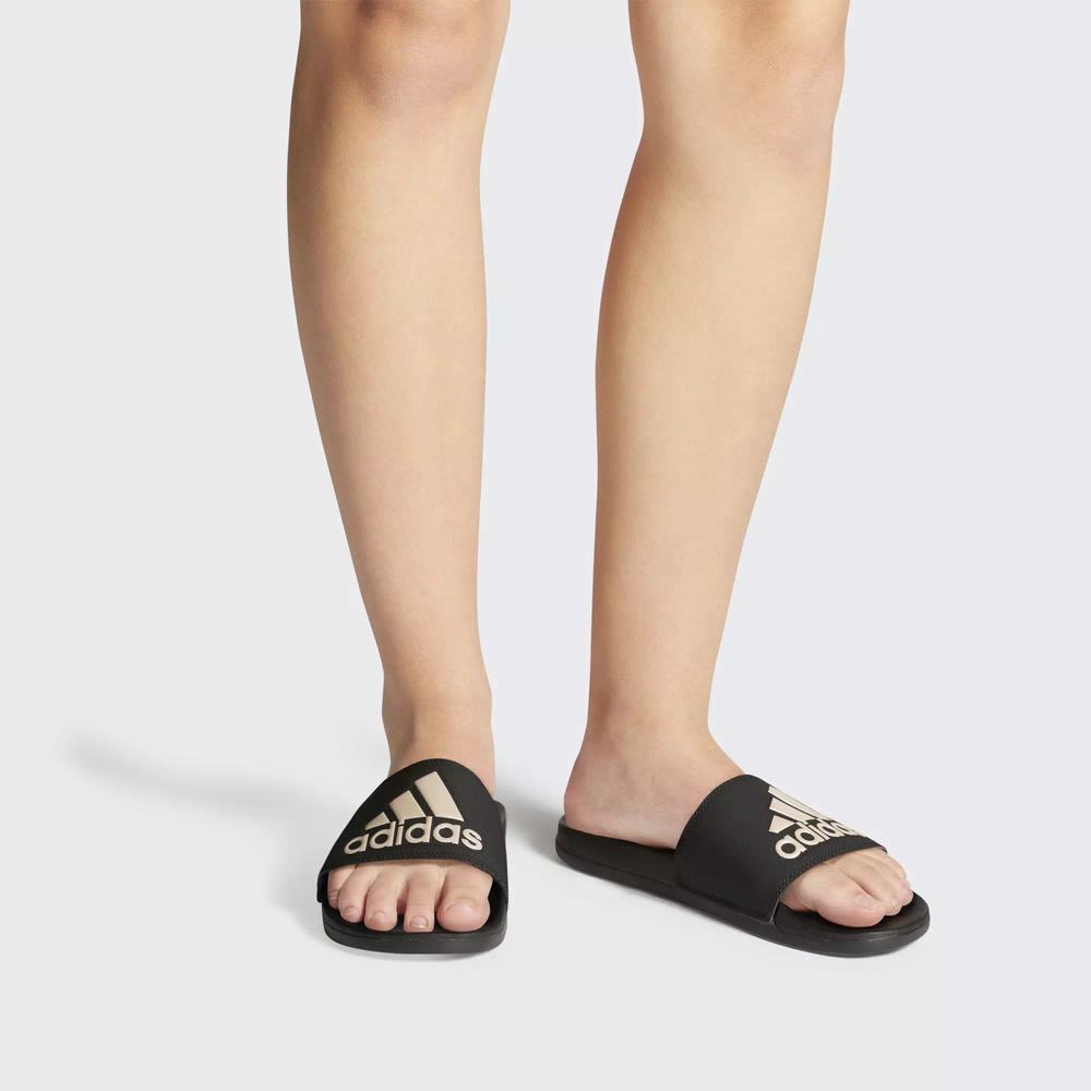 Adidas Adilette Cloudfoam Plus Logo Chanclas Negros Para Mujer (MX-90470)
